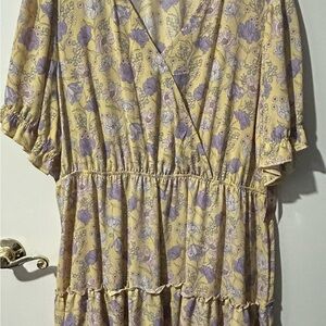 Inspired Hearts Yellow and Purple Floral Dress